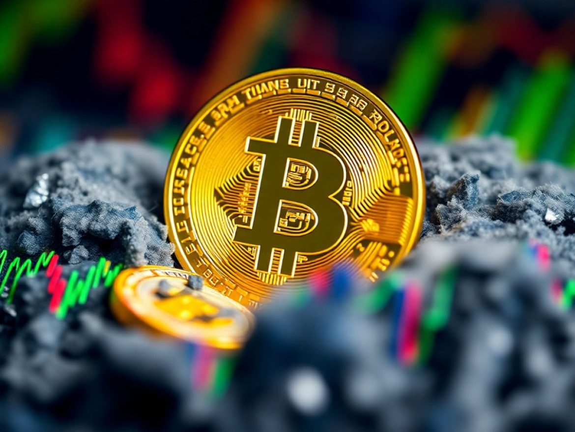 Un trader de dos brandit un bouclier « HEDGE » sous une pluie d’icônes PUT, tandis qu’un totem « BTC 111 000 $ » bloque sous résistance sur un floor néon bleu-cyan.