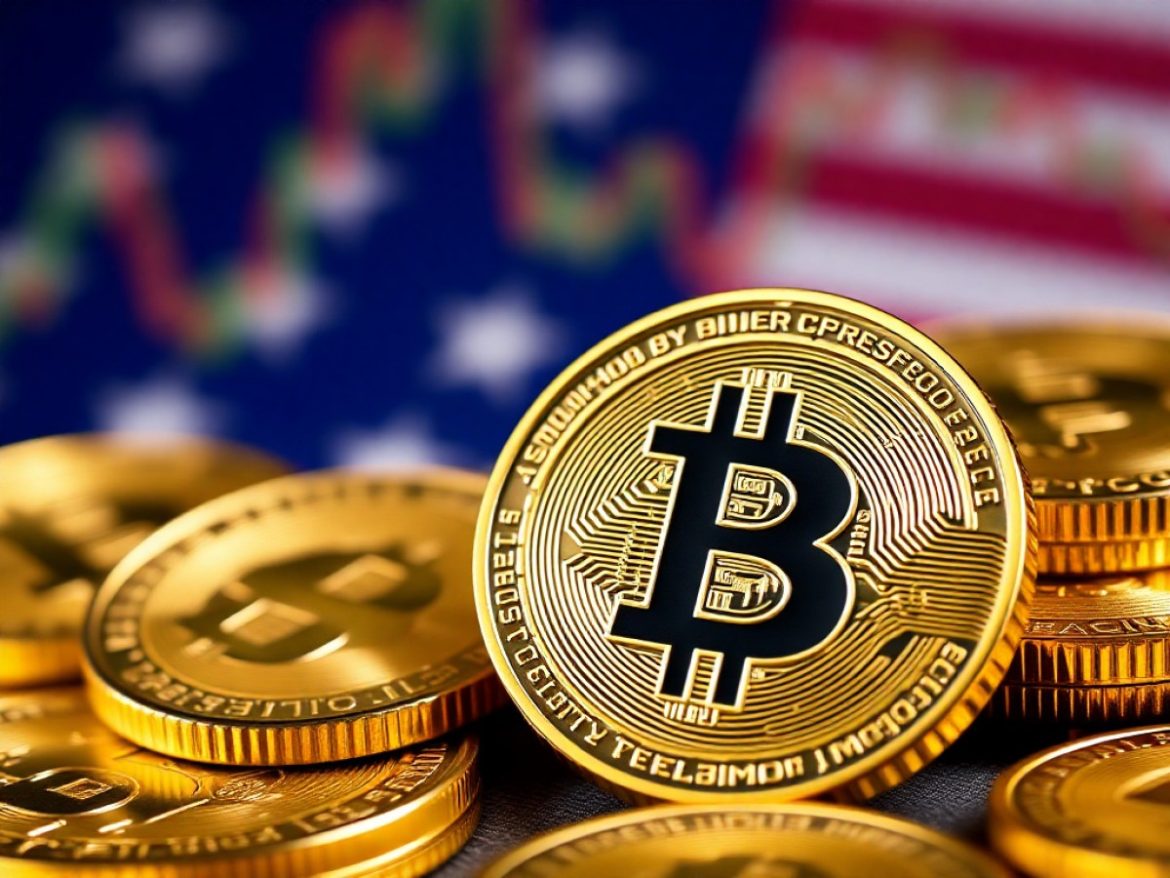 Un immense cadenas Bitcoin qui se brise sur une ferme de minage incandescente fait écho, en arrière-plan, au graphique Nasdaq d’American Bitcoin affichant un krach brutal suivi d’un rebond.